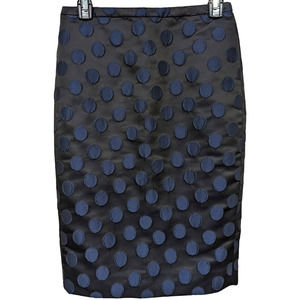 NWOT J. Crew Black and Blue Polka Dot The Pencil Skirt sz 0